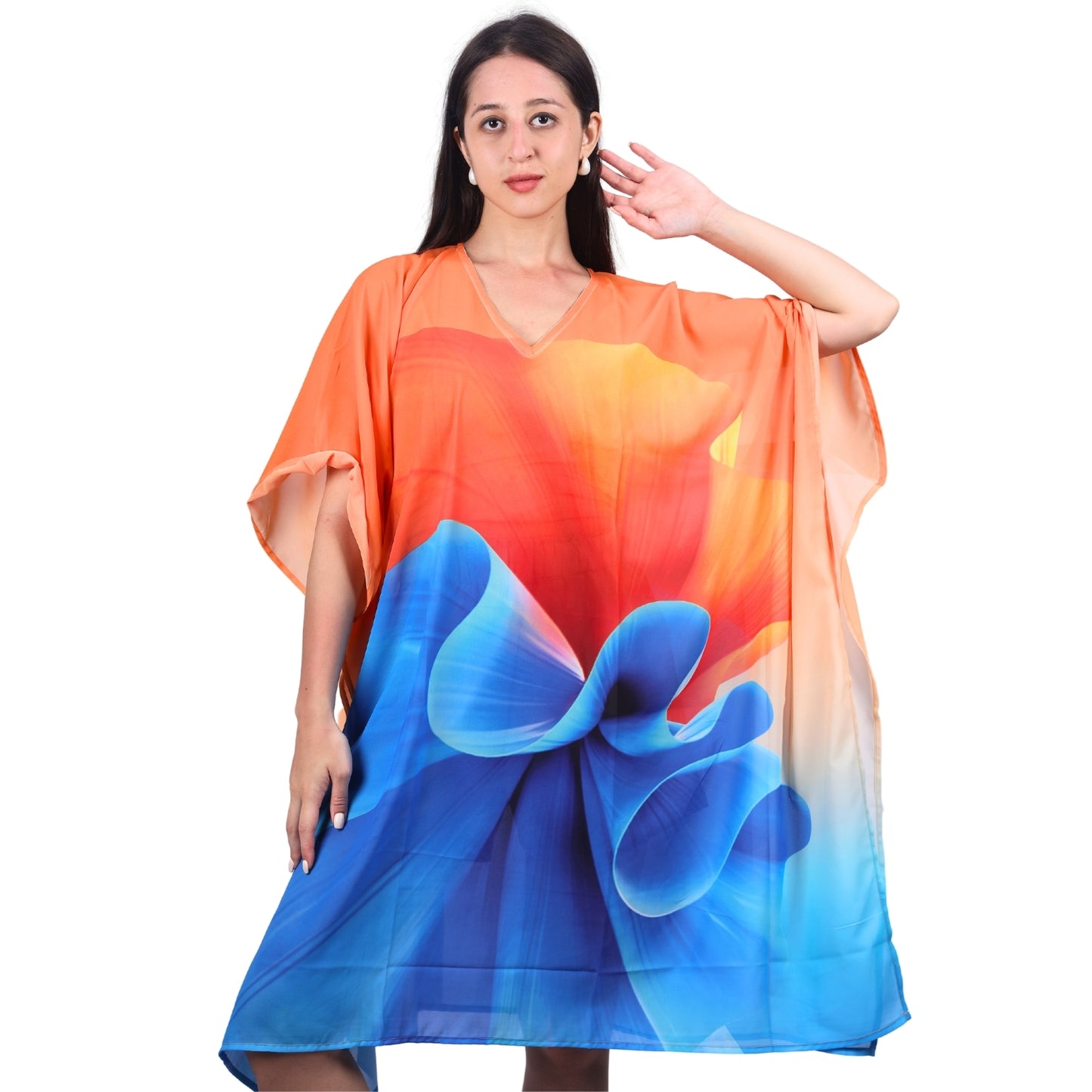 Sunset Harmony Abstract Print Kaftan Dress | GloFash - FashionZapp.com