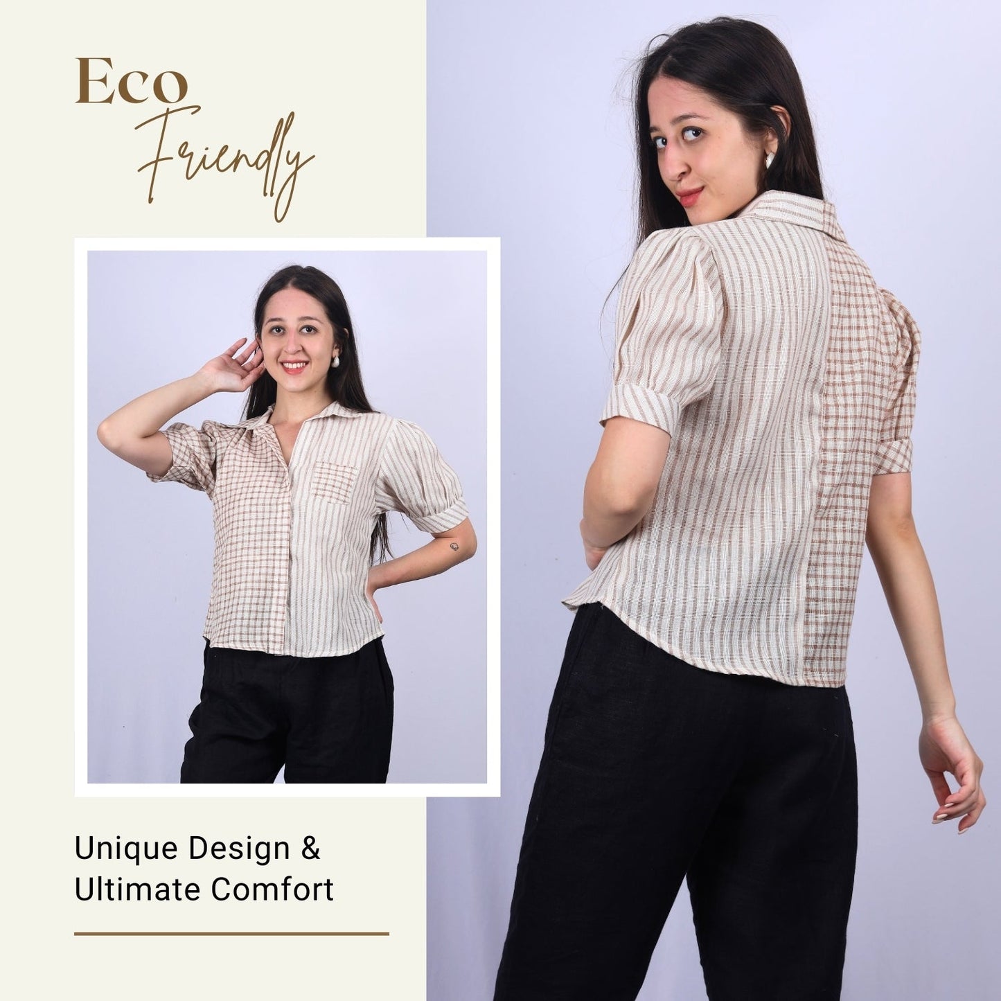 GloFash Women's Brown Jute Shirt – Eco-Friendly & Stylish - FashionZapp.com