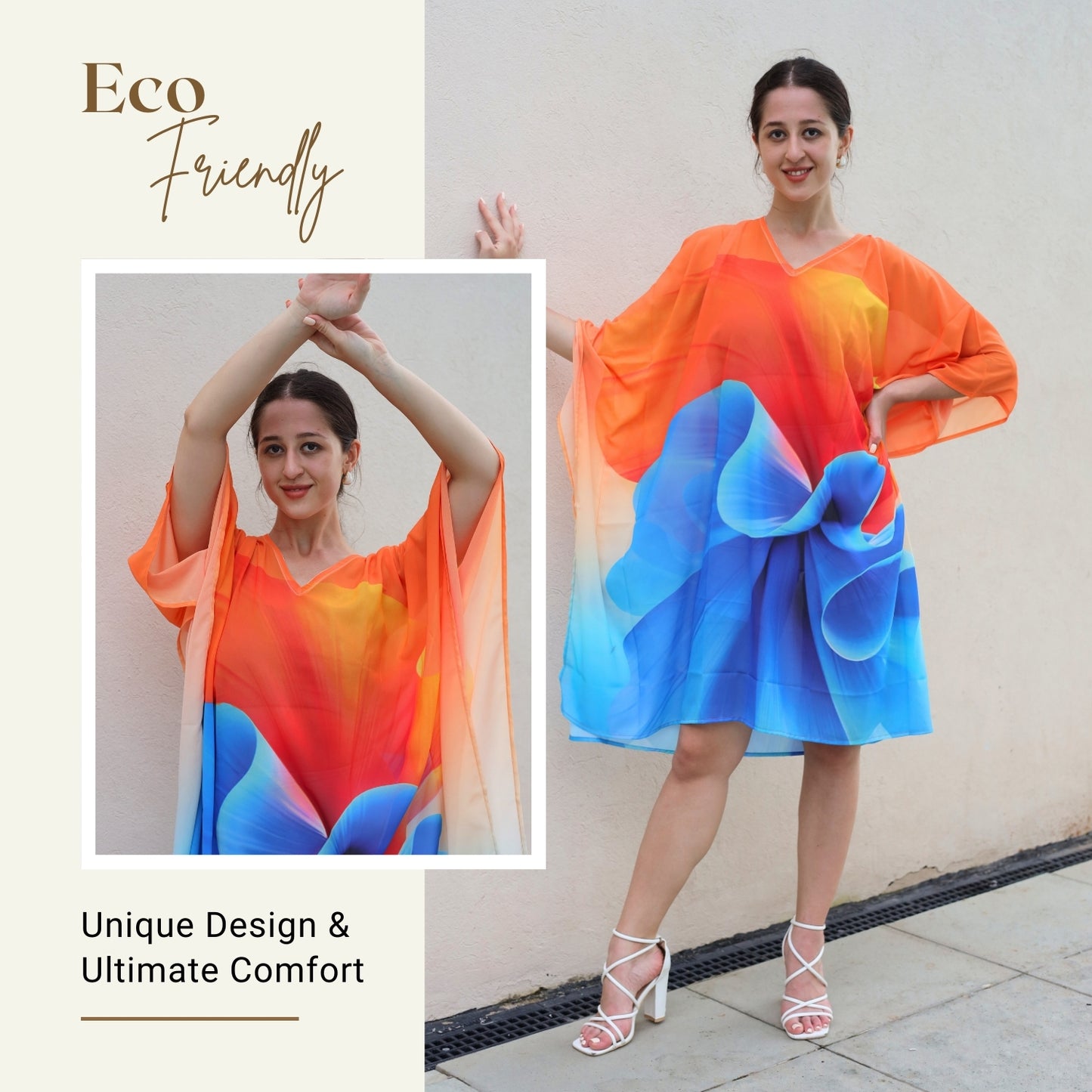 Sunset Harmony Abstract Print Kaftan Dress | GloFash - FashionZapp.com