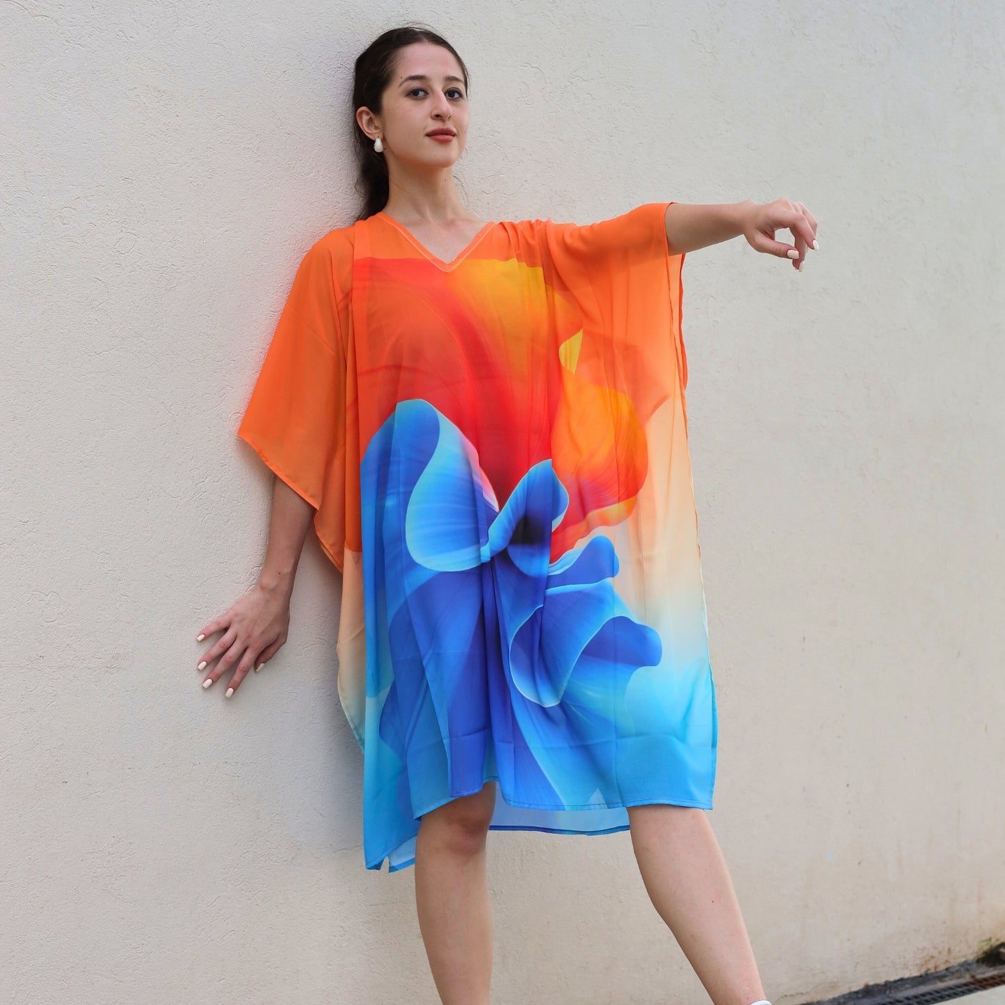 Sunset Harmony Abstract Print Kaftan Dress | GloFash - FashionZapp.com