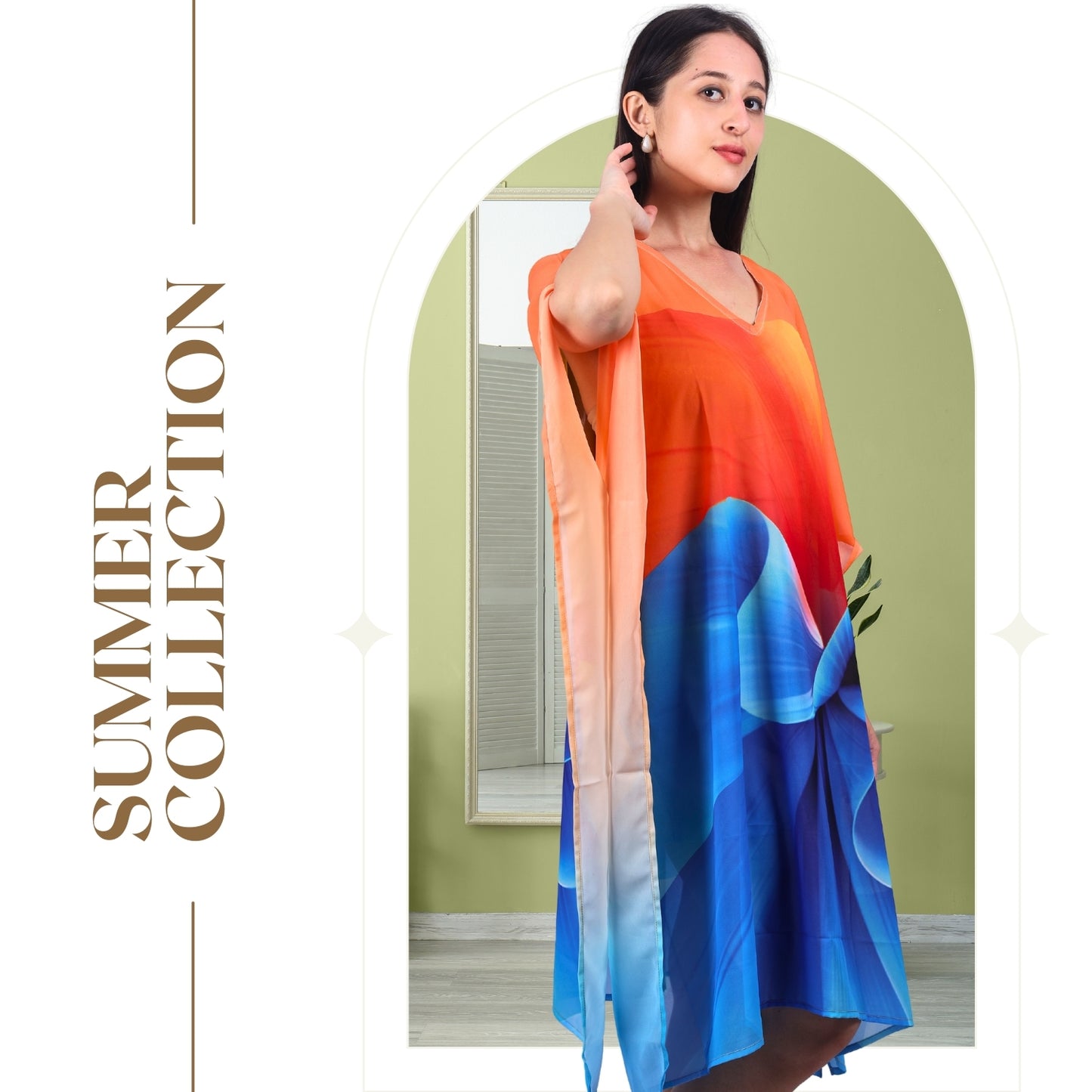 Sunset Harmony Abstract Print Kaftan Dress | GloFash - FashionZapp.com