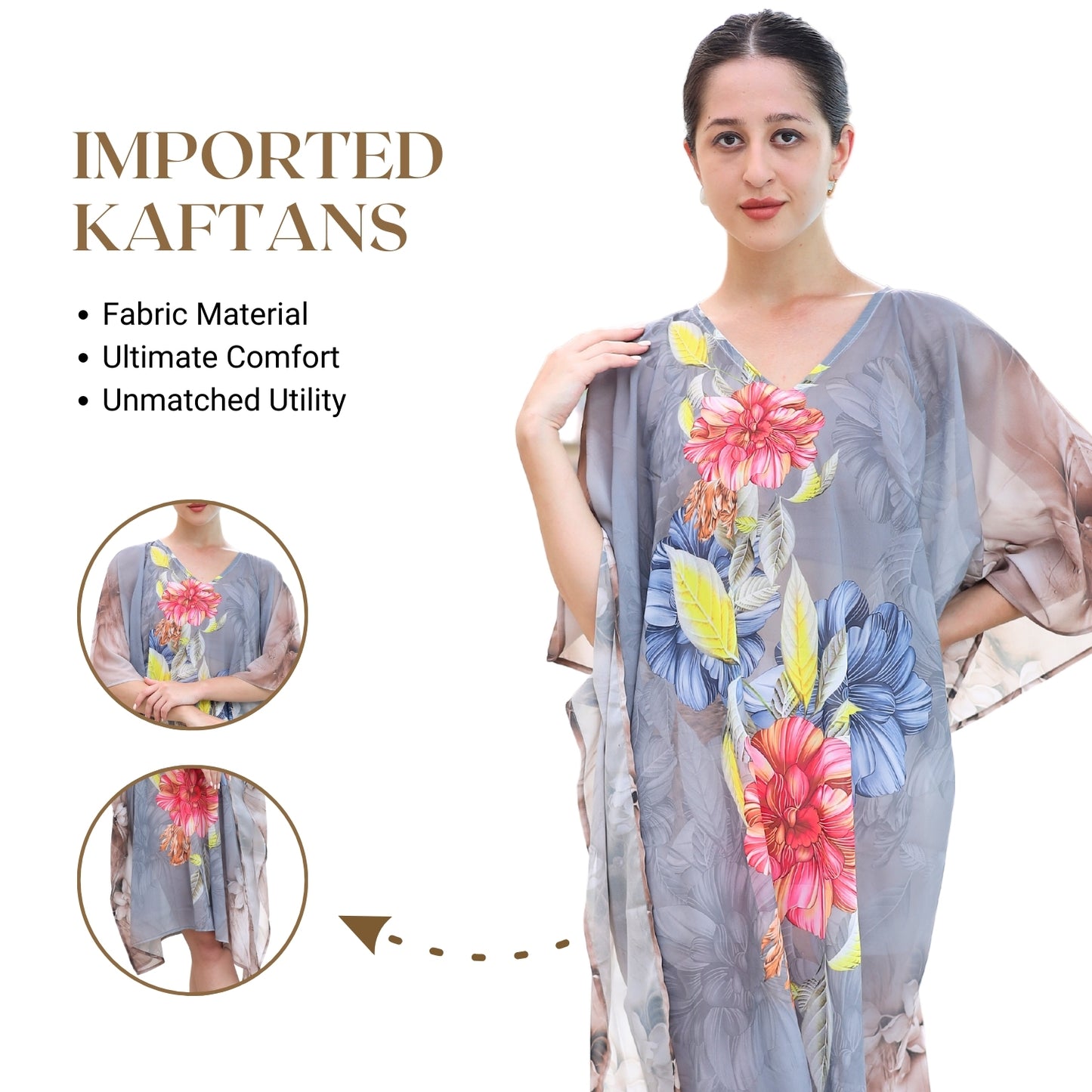 Floral Print Asymmetrical Kaftan Dress with Kimono Sleeves | GloFash - FashionZapp.com