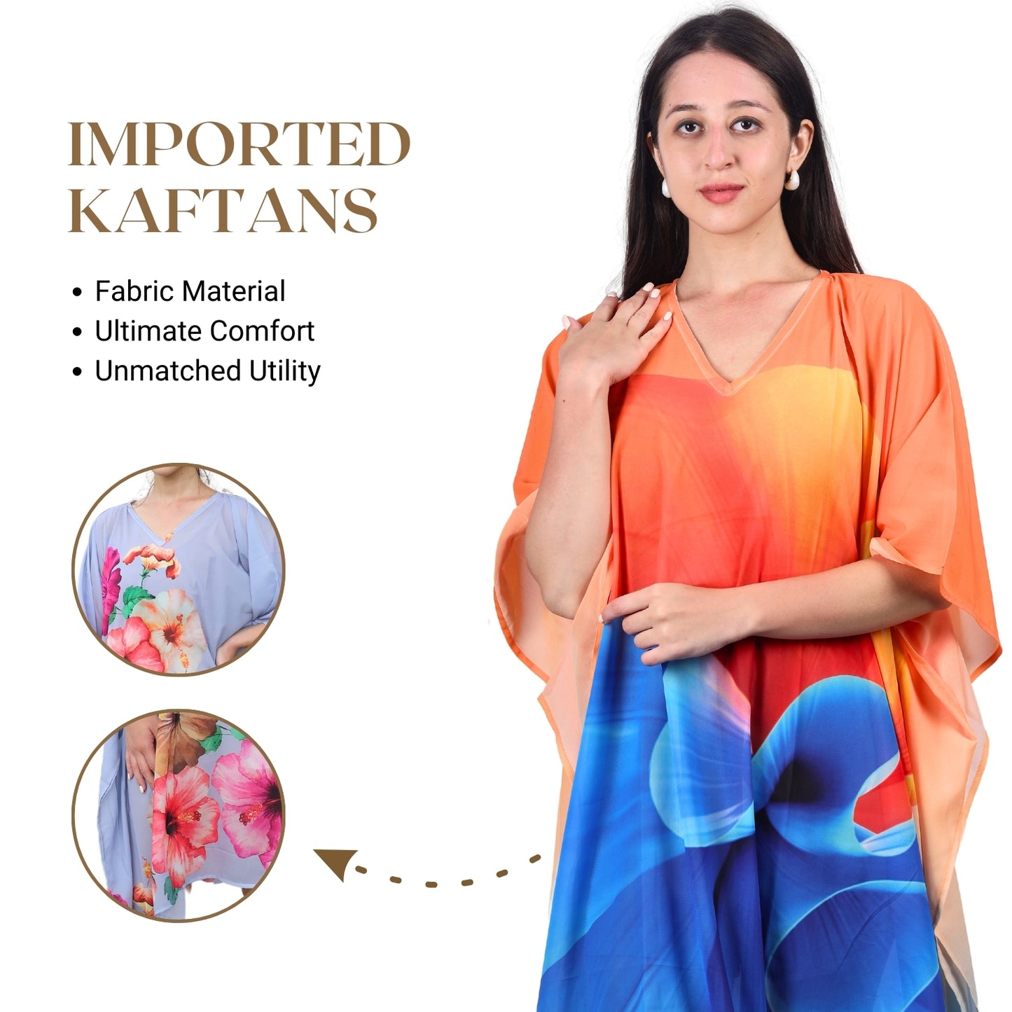 Sunset Harmony Abstract Print Kaftan Dress | GloFash - FashionZapp.com