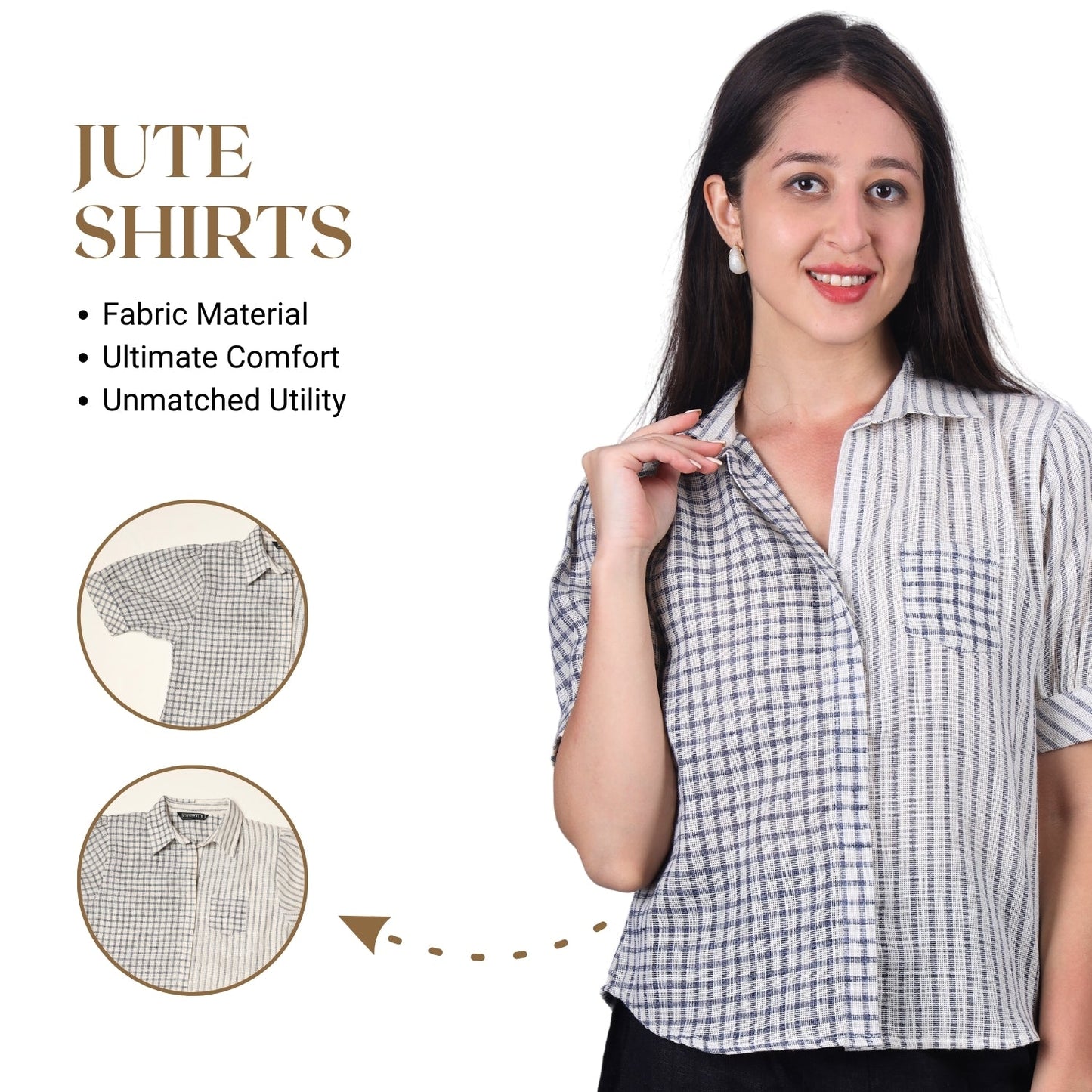 GloFash Women's Brown Jute Shirt – Eco-Friendly & Stylish - FashionZapp.com