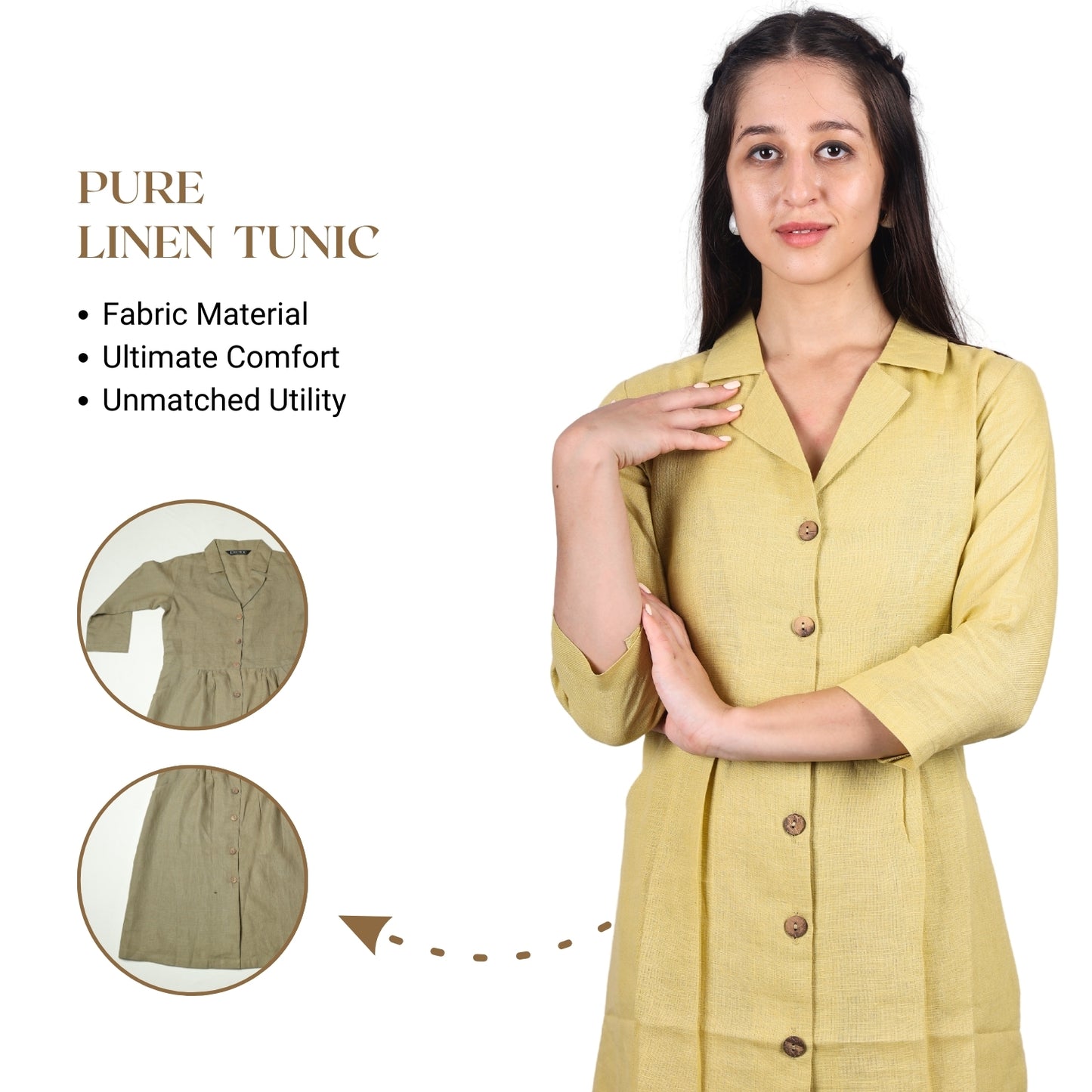 Women's V-Neck Summer Casual 3/4 Sleeve Button-Down Dress - FashionZapp.com