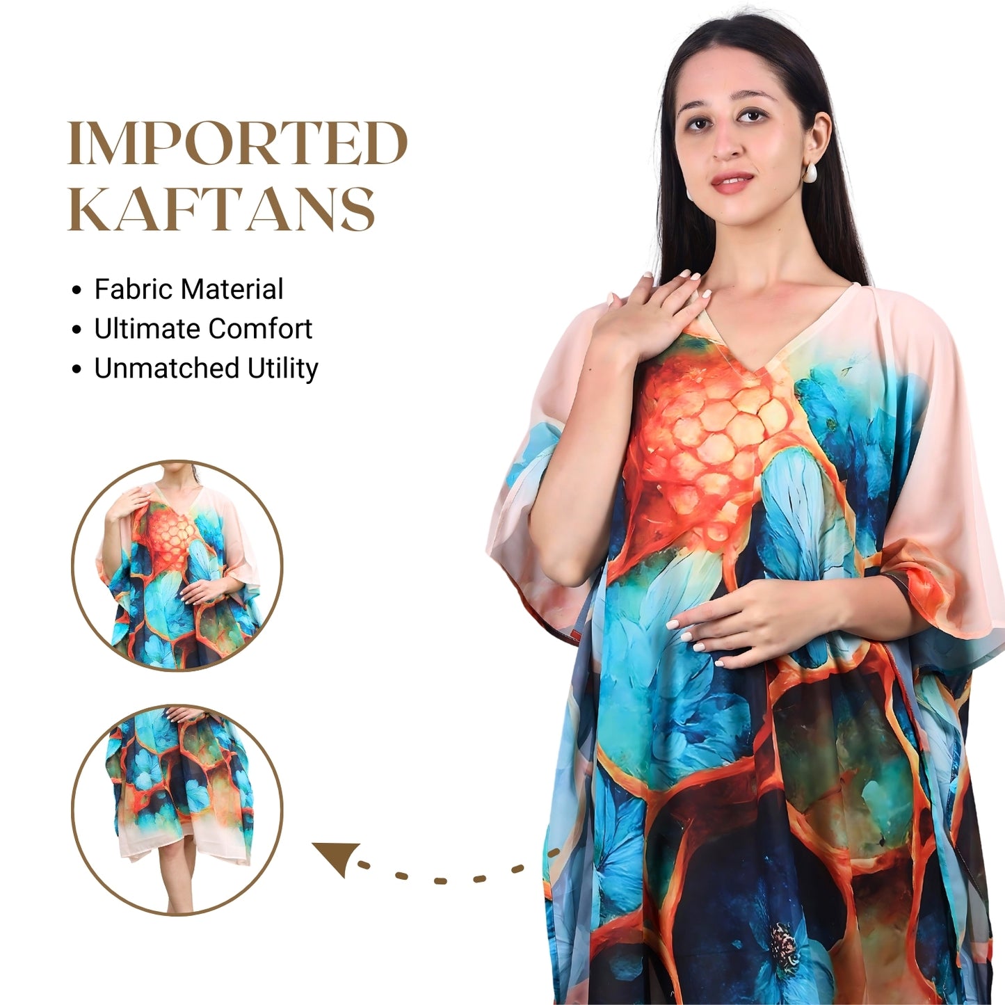 Serene Sunset Abstract Floral Kaftan Dress | GloFash - FashionZapp.com