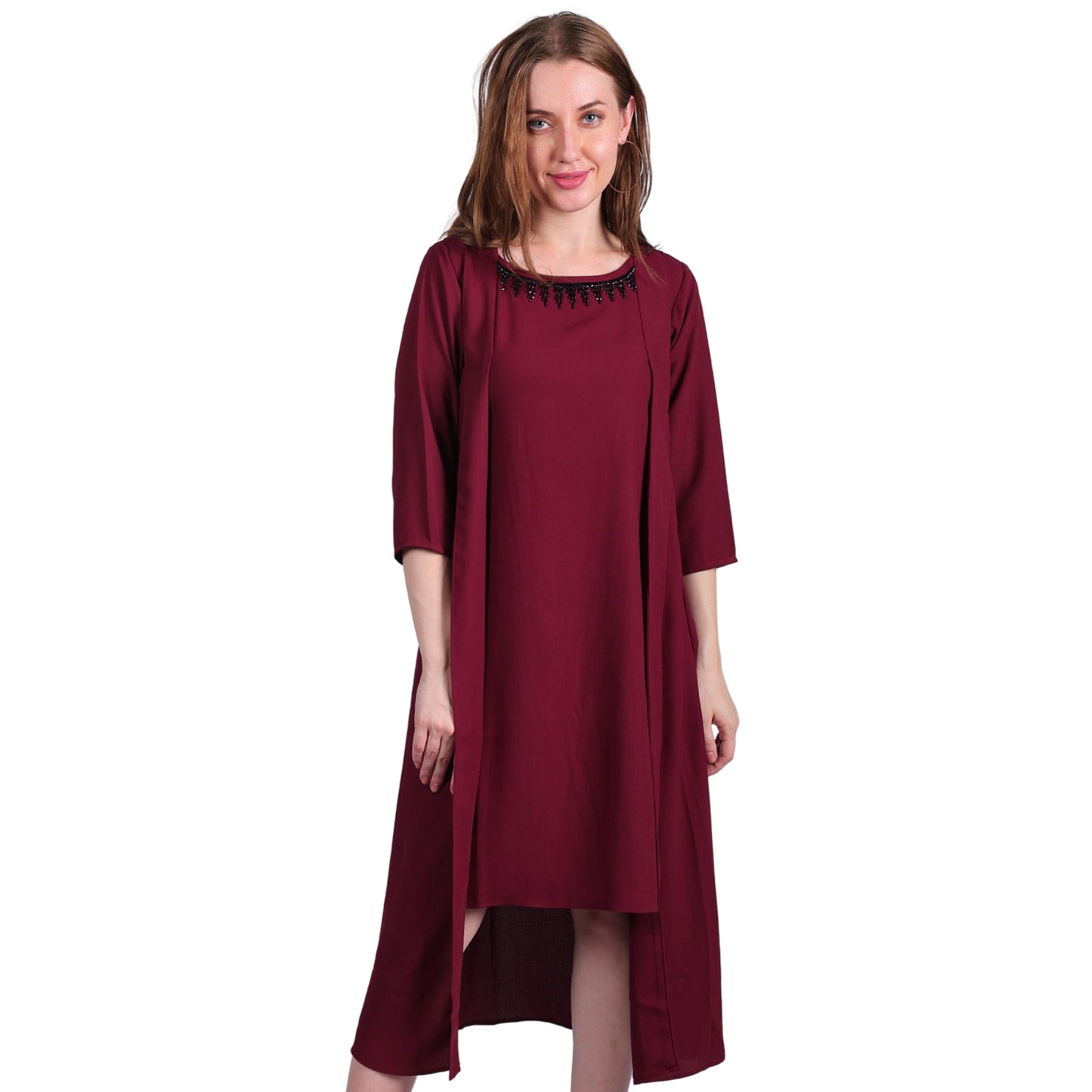 Round Neck Cotton Linen Summer Dress for Women