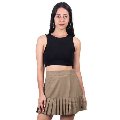 GloFash green pleated mini skirt set, ideal for casual outings
