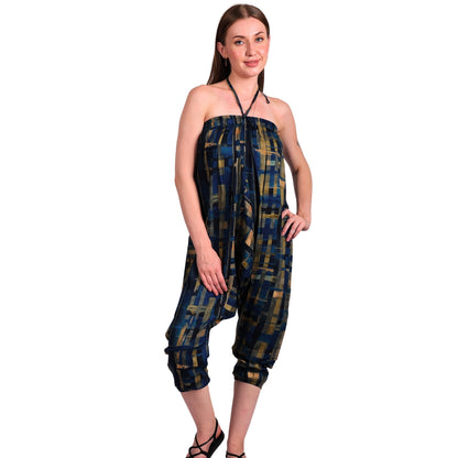 Women's Boho Harem Pants – Chic Pants with Pockets, Easily Transforms into a Jumpsuit, Ideal for Yoga and Beach Outings.