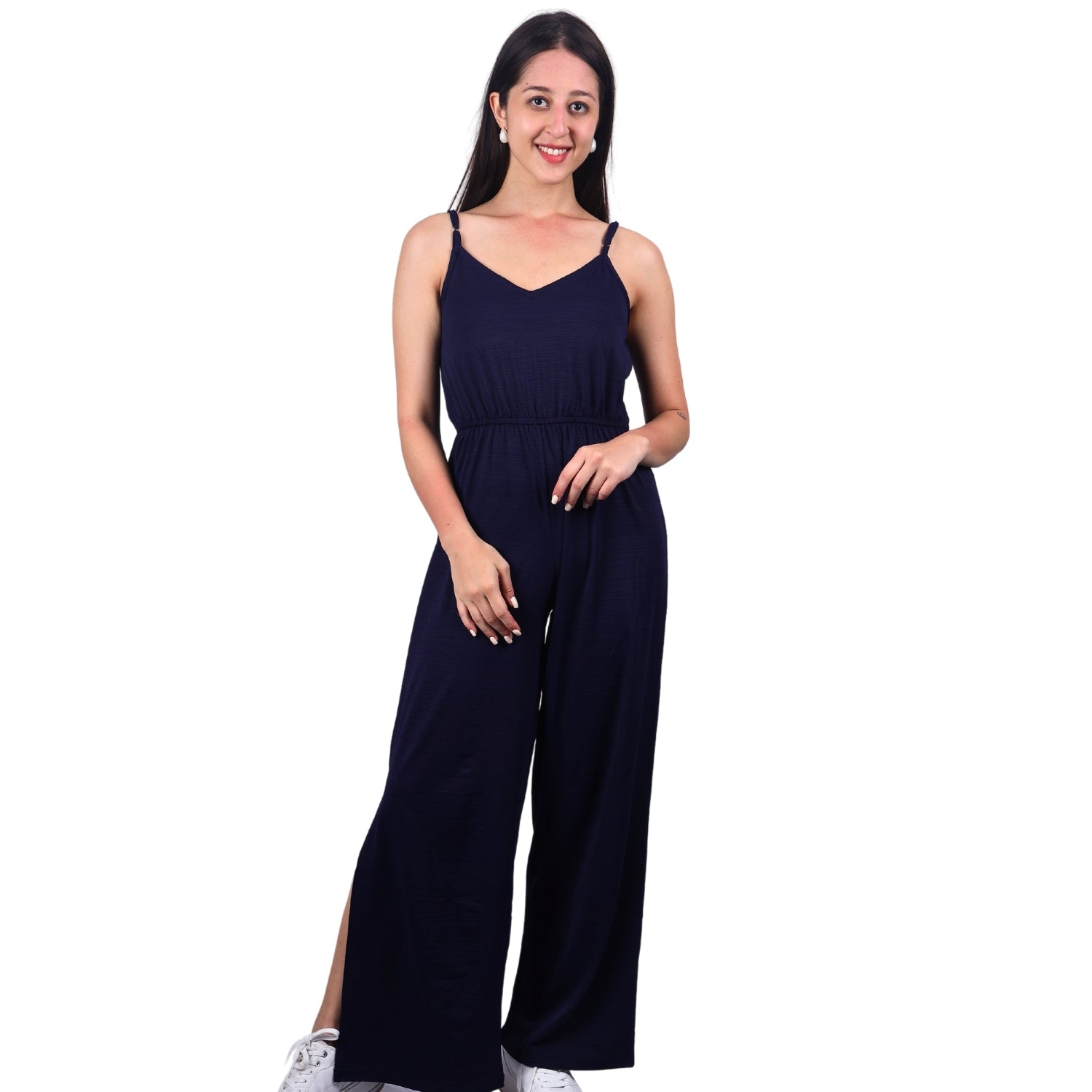 Breathable fabric wide-leg jumpsuit in green by GloFash
