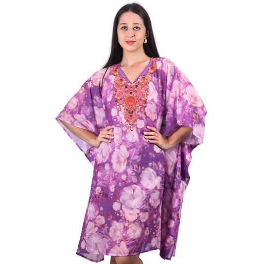 Comfortable and flowy watercolor floral kaftan dress
