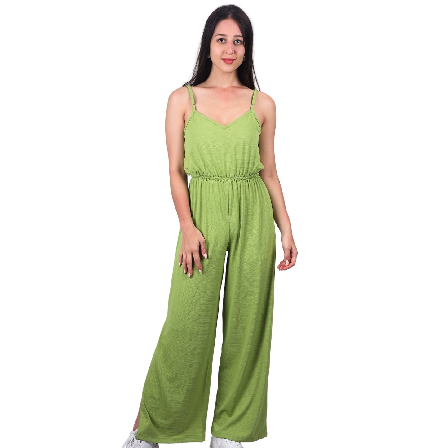 Wide-leg sleeveless jumpsuit by GloFash in vibrant green
