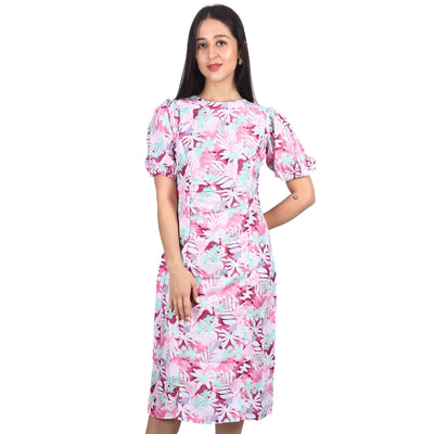 Petal Paradise puff sleeve dress in floral print
