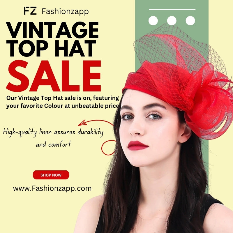 Handmade Noble High-End Linen Headdress - Vintage Top Hat - Fashionzapp