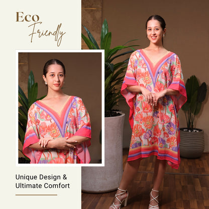 Elegant floral kaftan dress for casual outings
