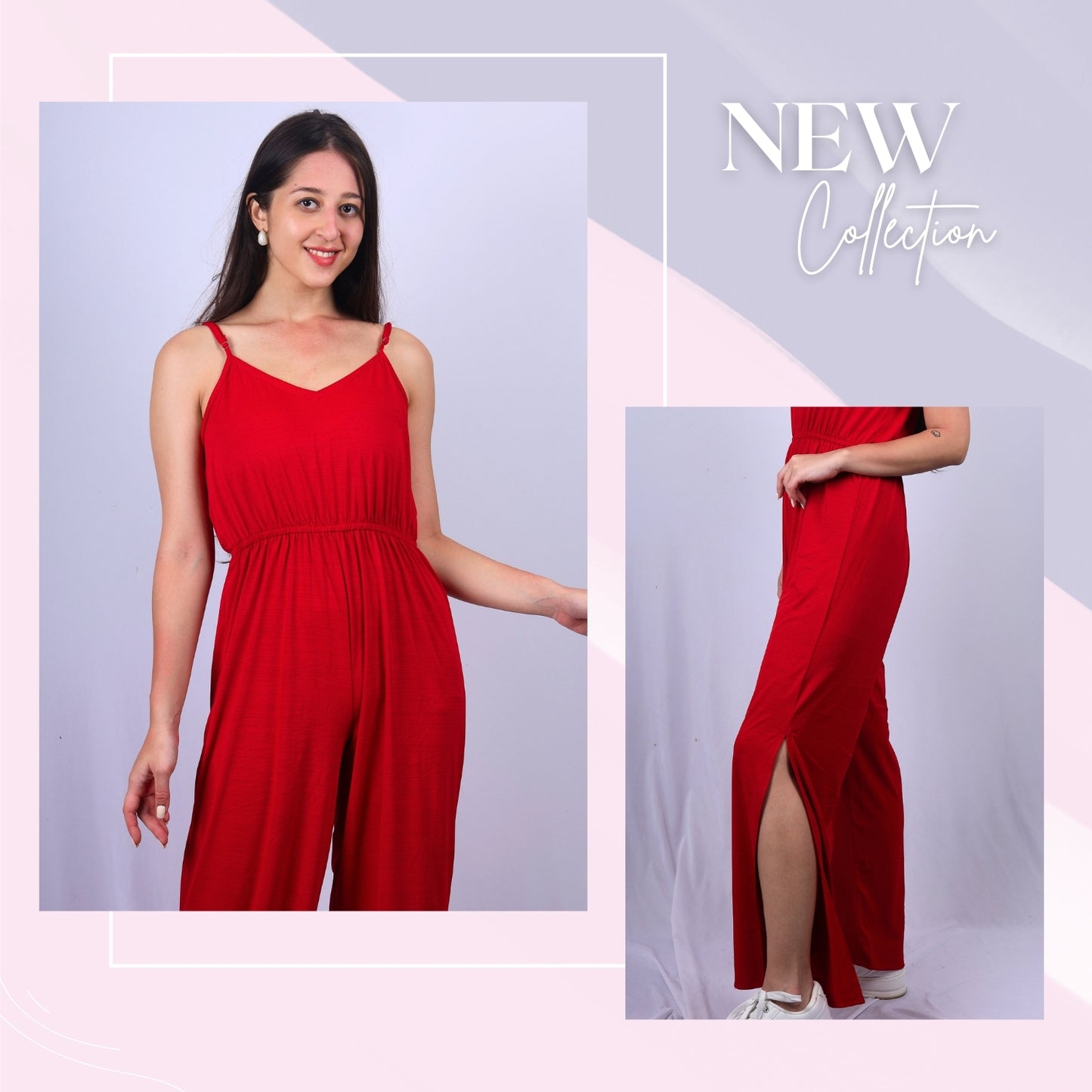 GloFash jumpsuit with wide-leg style and adjustable straps
