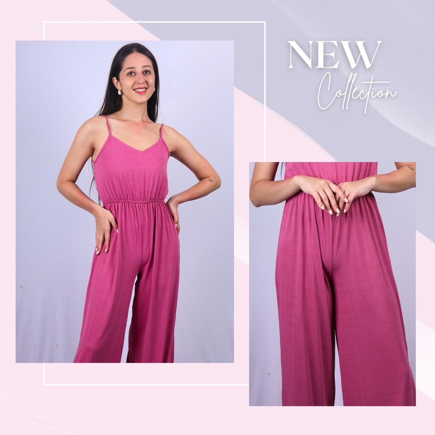 Wide-leg jumpsuit with breathable fabric by GloFash
