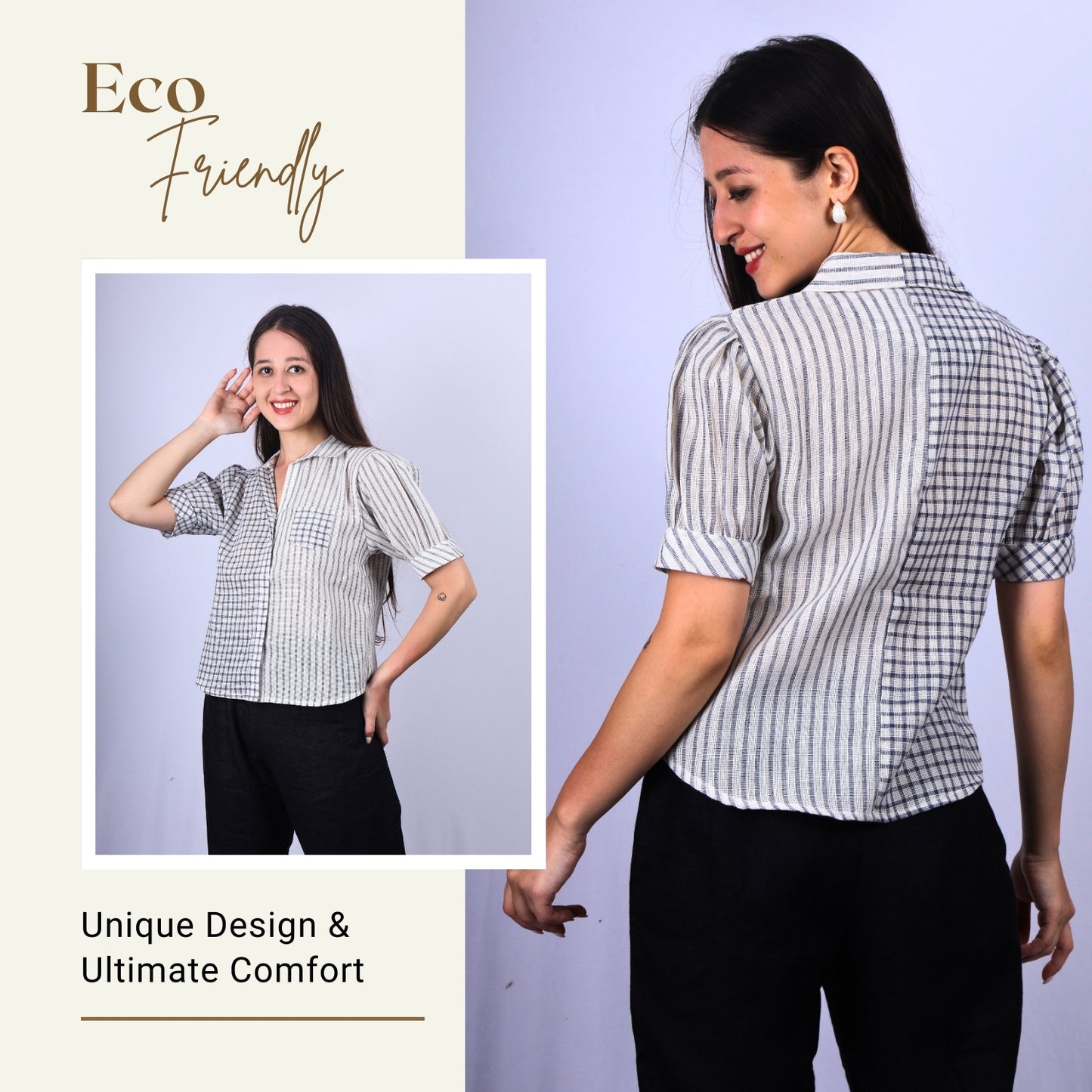 Casual blouse with checkered design
