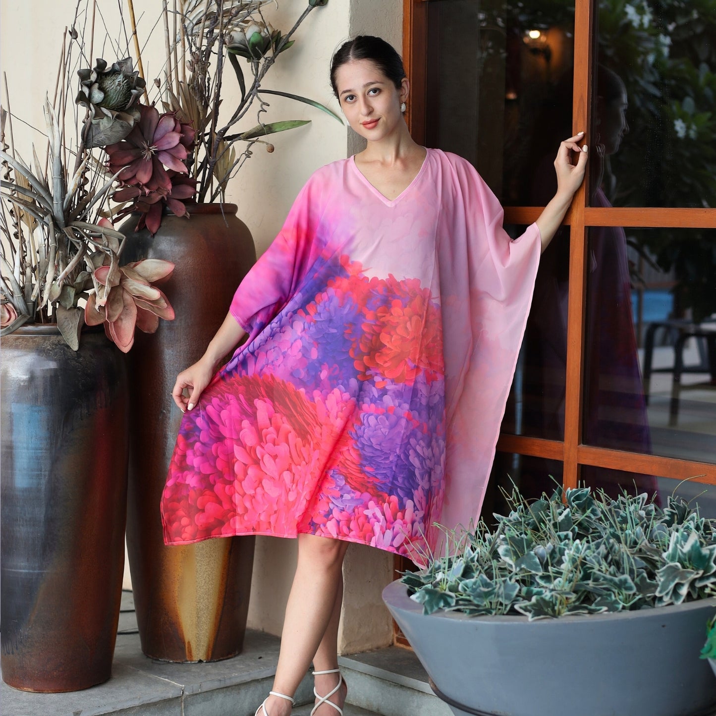 Blossom Dream kaftan dress featuring a flowy silhouette
