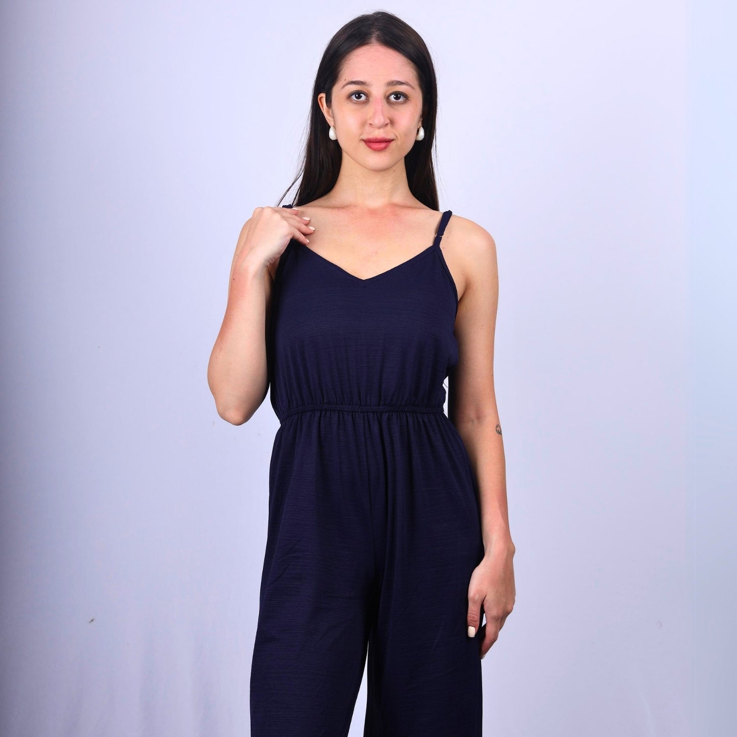 Mustard wide-leg jumpsuit with adjustable straps by GloFash
