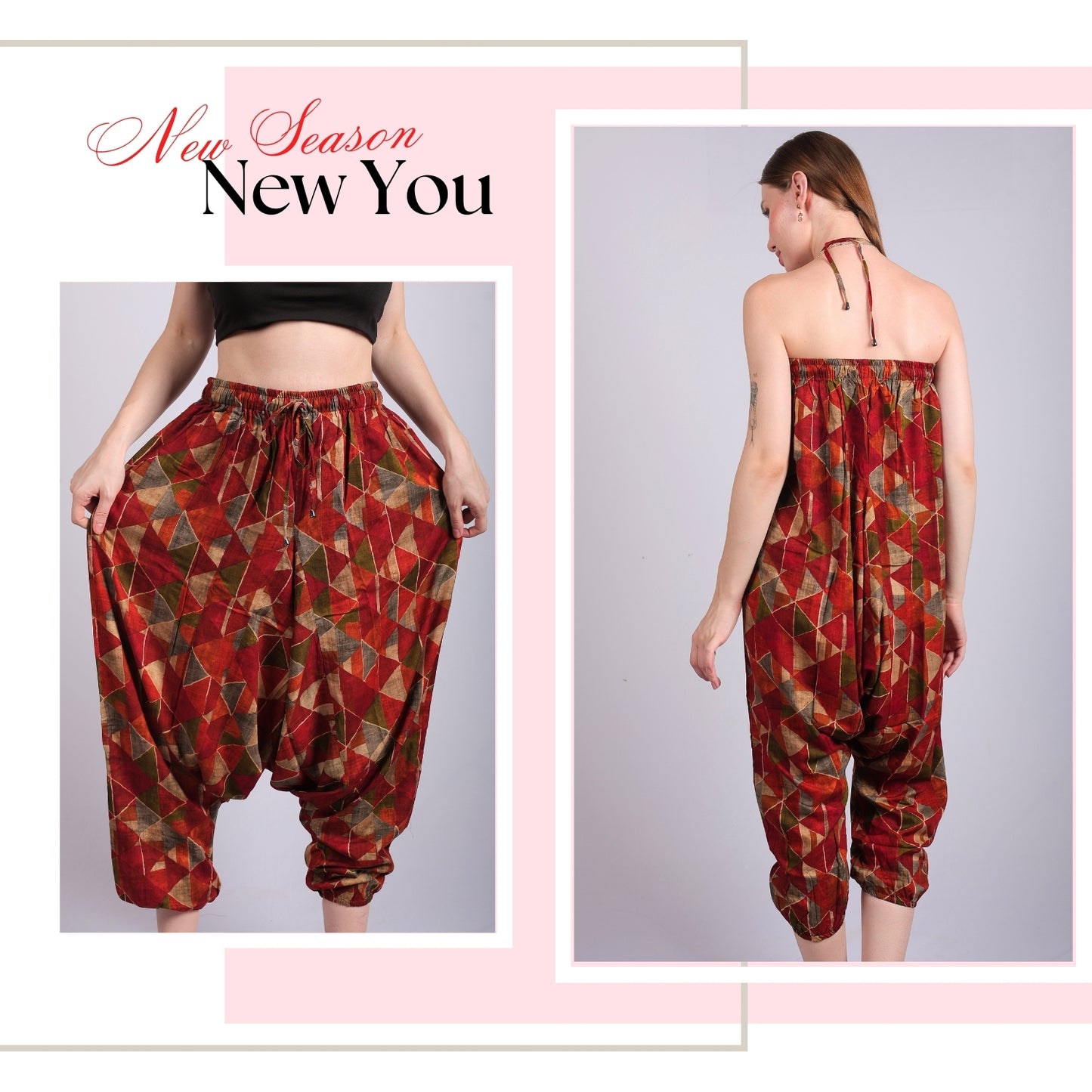 Women's Boho Harem Pants – Comfortable and Stylish Lounge, Yoga, and Beach Pants with Pockets.