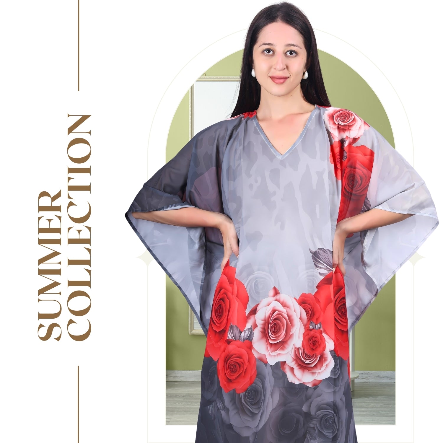 Comfortable floral print kaftan dress by GloFash
