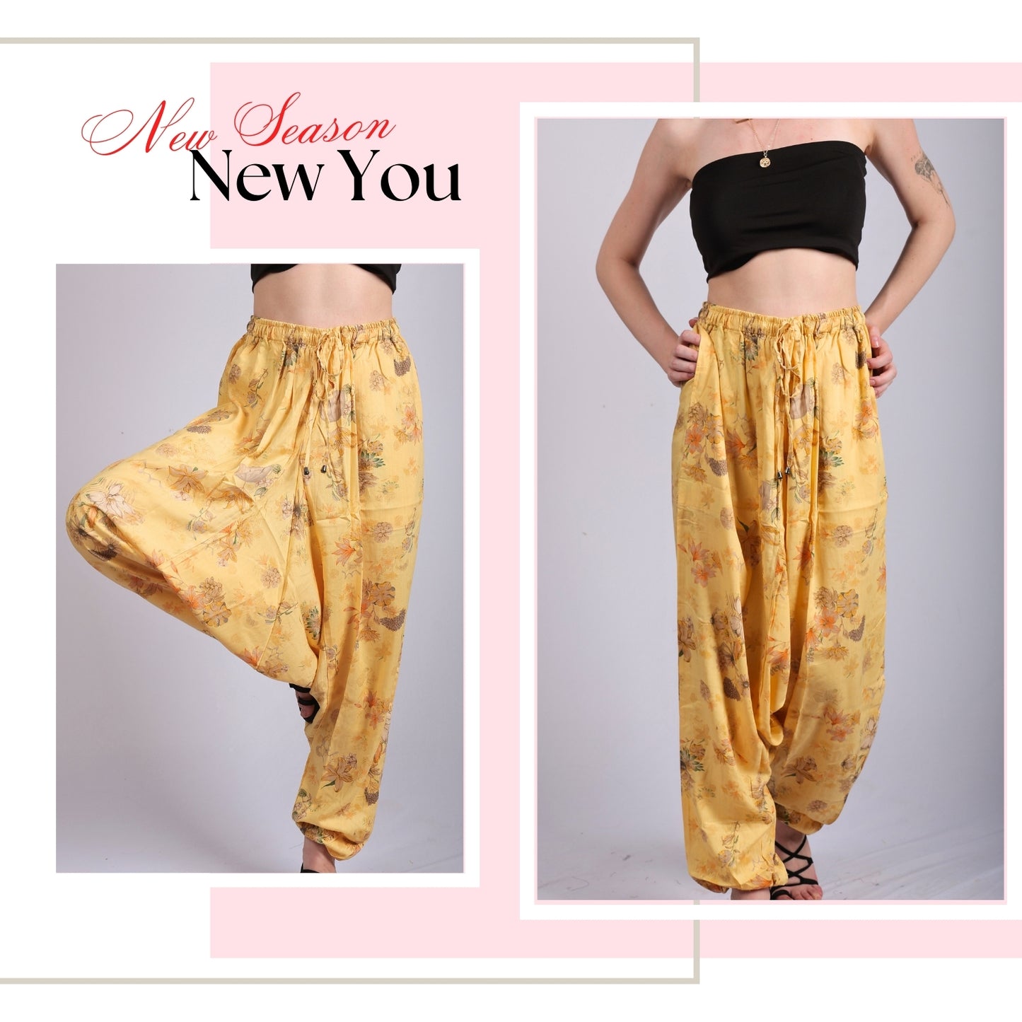 Women's Boho Harem Pants – Fashionable and Relaxed Lounge, Yoga, and Beach Pants with Handy Pockets.