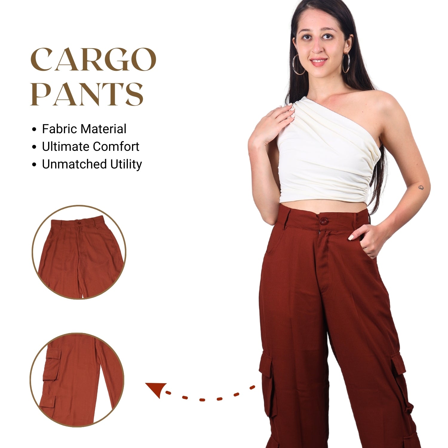 Chikoo multi-pocket cargo pants for a stylish look
