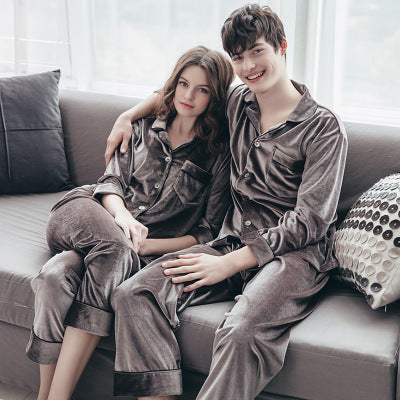 Buy Couple Gold Velvet Long Sleeve Pajamas (Luxury Comfort) - Fashionzapp - FashionZapp.com