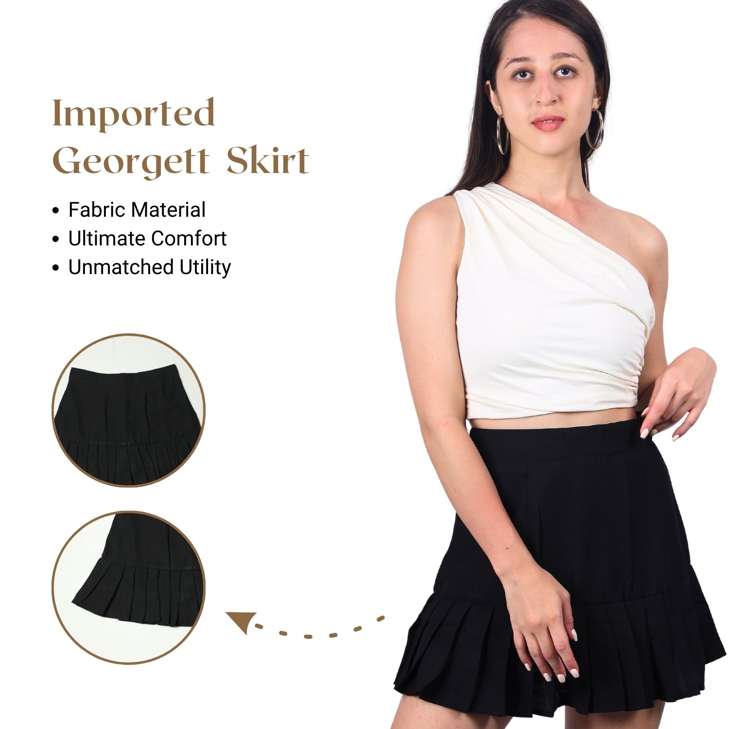 Playful chikoo pleated mini skirt set by GloFash
