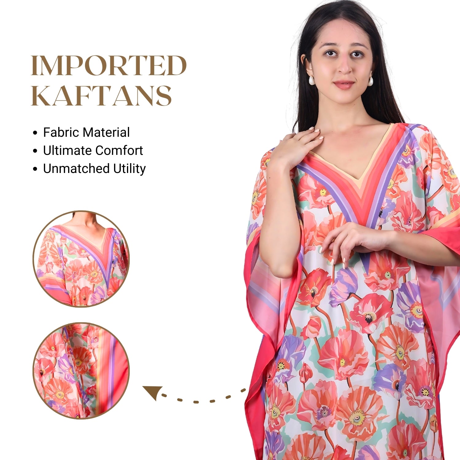 Chic and stylish floral print kaftan dress by GloFash
