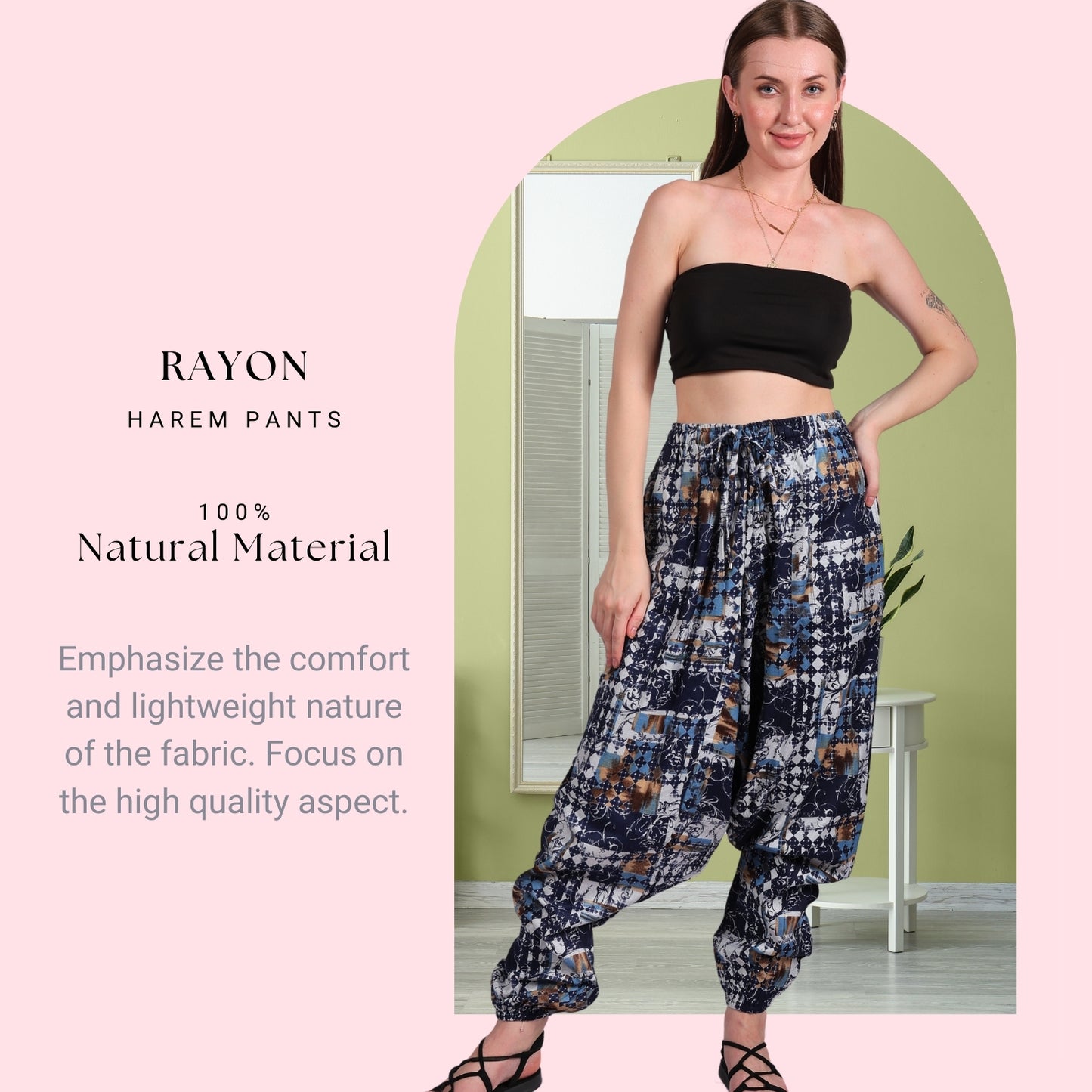 Women's Boho Harem Pants – Comfy and Chic Lounge, Yoga, and Beach Pants with Functional Pockets.