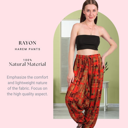 Women's Boho Harem Pants – Chic Pants with Pockets, Easily Transforms into a Jumpsuit, Ideal for Yoga and Beach Outings.