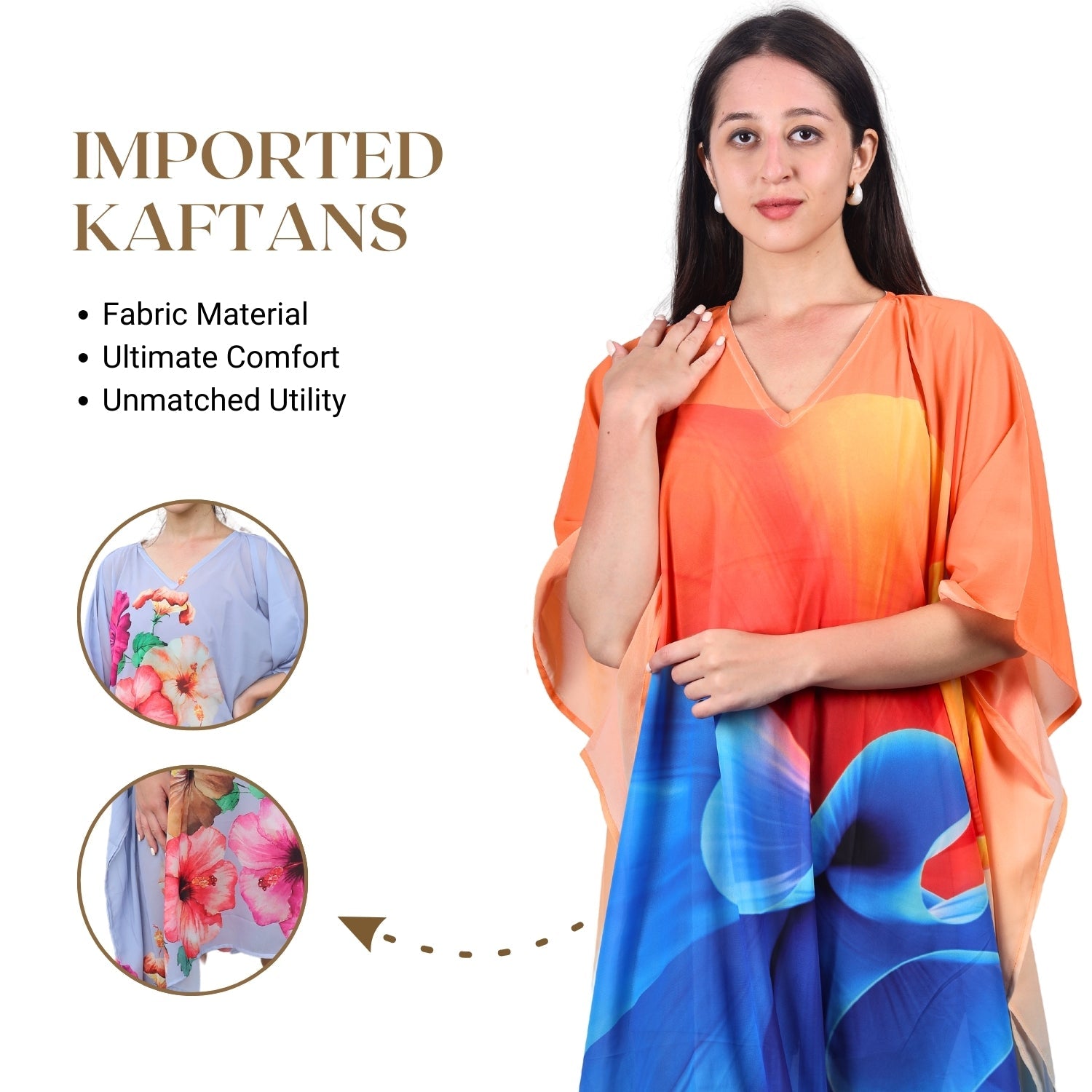 Sunset Harmony Abstract Print Kaftan Dress | GloFash - FashionZapp.com