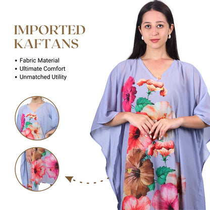 GloFash kaftan dress featuring a beautiful floral pattern
