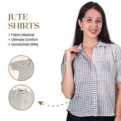 GloFash Women's Brown Jute Shirt – Eco-Friendly & Stylish - FashionZapp.com