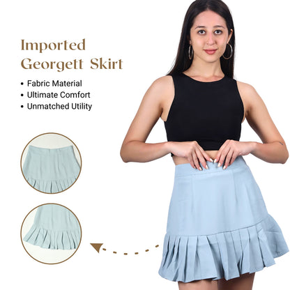 Versatile chikoo pleated mini skirt set from GloFash
