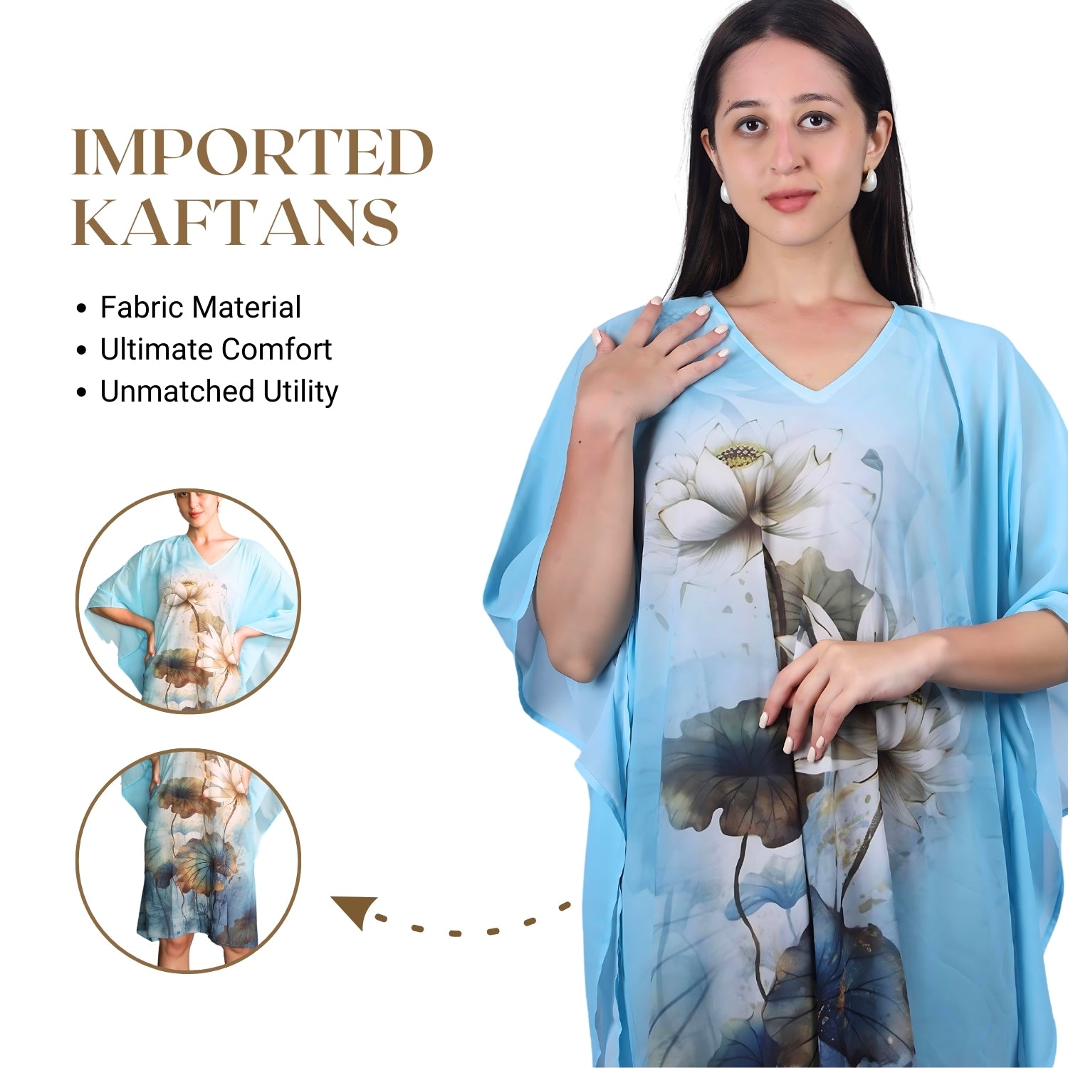 GloFash floral print kaftan dress for relaxed elegance
