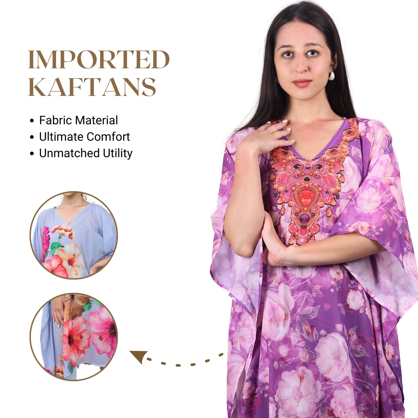 Chic floral print kaftan dress by GloFash
