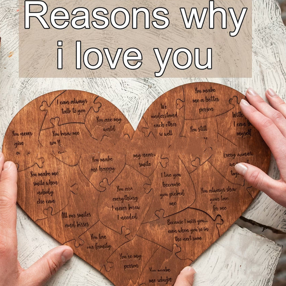 Romantic Wooden Puzzle: "Reasons Why I Love You" (Personalized Wedding Anniversary Gift) - Fashionzapp - FashionZapp.com