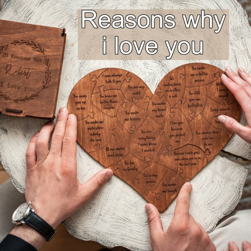 Romantic Wooden Puzzle: "Reasons Why I Love You" (Personalized Wedding Anniversary Gift) - Fashionzapp - FashionZapp.com