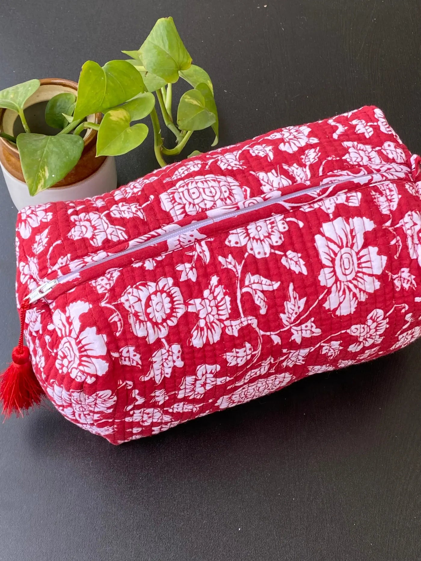 Large Multipurpose Quilted Flower Pattern Pouch/ Bag