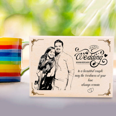 Engraved Personalized Wooden Photo Frame for Anniversary