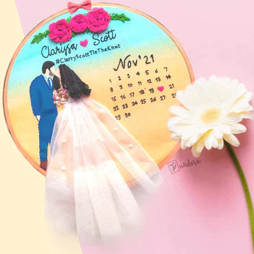 First Kiss Customized Couple Hoops with Calendar