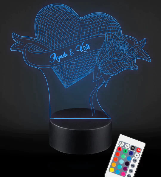 Customized Names Heart LED Lamp, 16 color Multi LED Light with Remote Control
