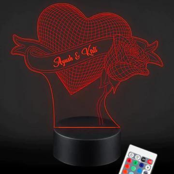 Customized Names Heart LED Lamp, 16 color Multi LED Light with Remote Control